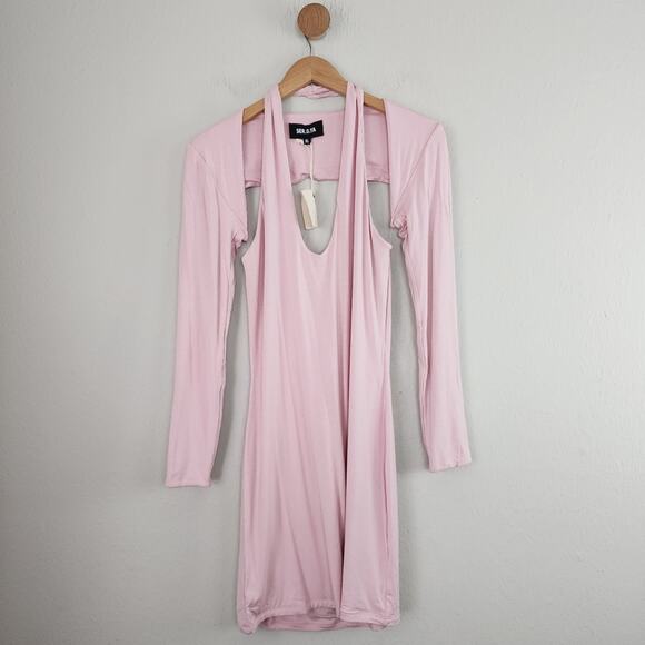 NEW SER.O.YA Retrofete Lana Two-Piece Halter Mini Dress Pastel Pink XL - Picture 6 of 10